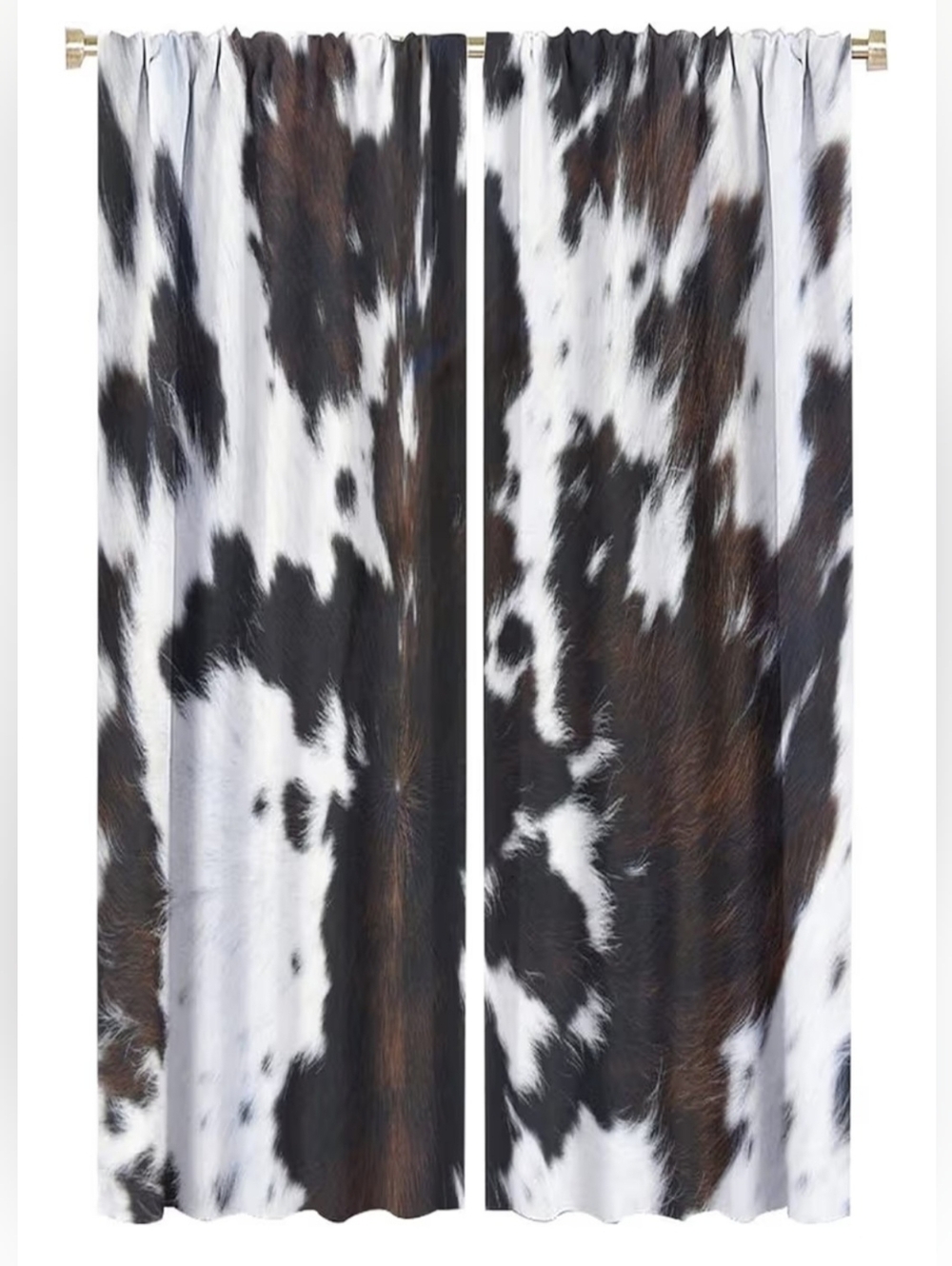 Farmhouse Cow Print 2 Panels Of 62Lx21W Curtains